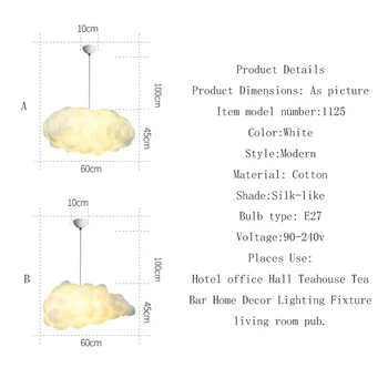 

Post-modern LED Cloud Pendant Light Bedroom Living Room Restaurant Interior Decor Lighting LED Pendant Lamp Kitchen Fixtures E27