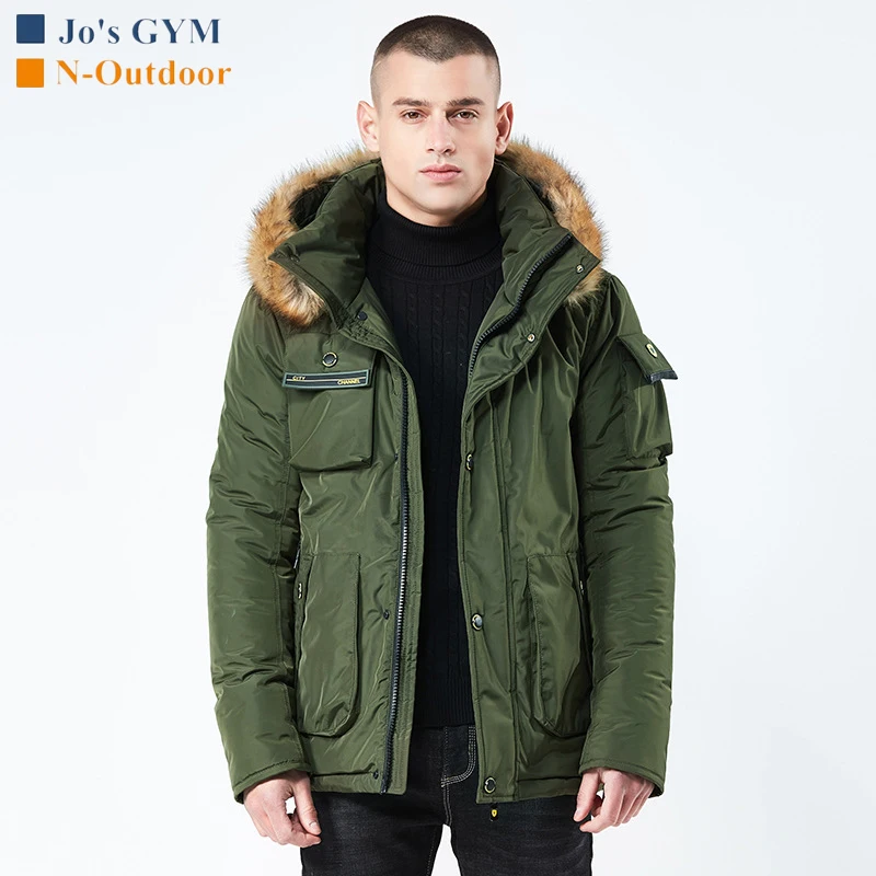 

New Army Green Winter Jacket Men Fashion Military Casual Thick Warm Jackets Sports Hiking Trekking Hooded Fur Collar Skiing Coat