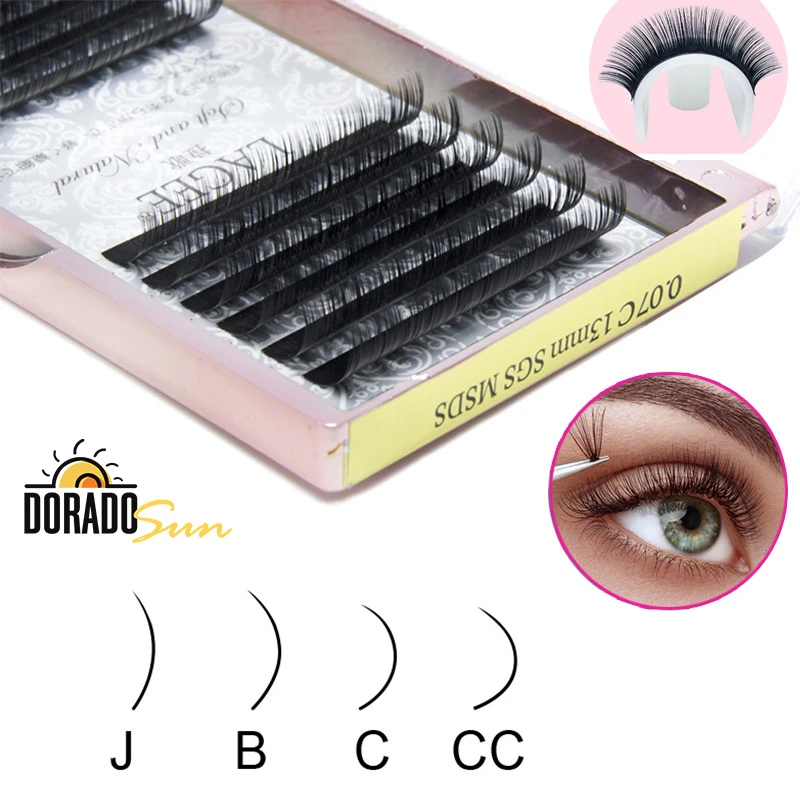 

DORADOSUN False Individual Eyelashes Faux Mink Soft Fiber Grafting Fake Eyelash Extention Black12 Row