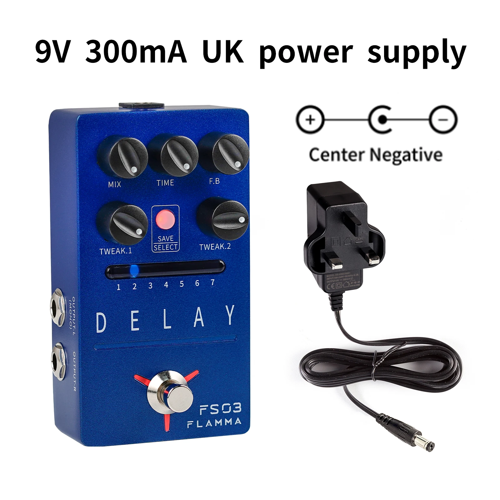 ギターエフェクター　ディレイ　FLAMMA FS03 FLAMMA FS03 Stereo Delay Guitar Effects Pedal with 80-second