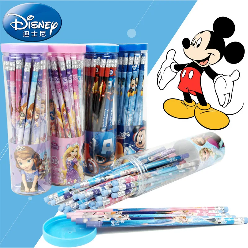 

New Style Mickey Barrel 50 Sticks Small Leather Tip Pencil Genuine Product Cartoon HB Children Pencil Young STUDENT'S Pencil