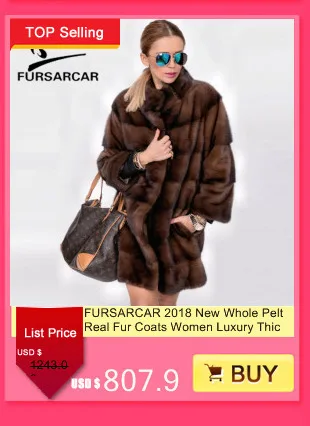 FURSARCAR Новая Черная шуба из натуральной норки для женщин зимние теплые пальто Роскошный натуральный мех стандартный воротник куртка для женщин