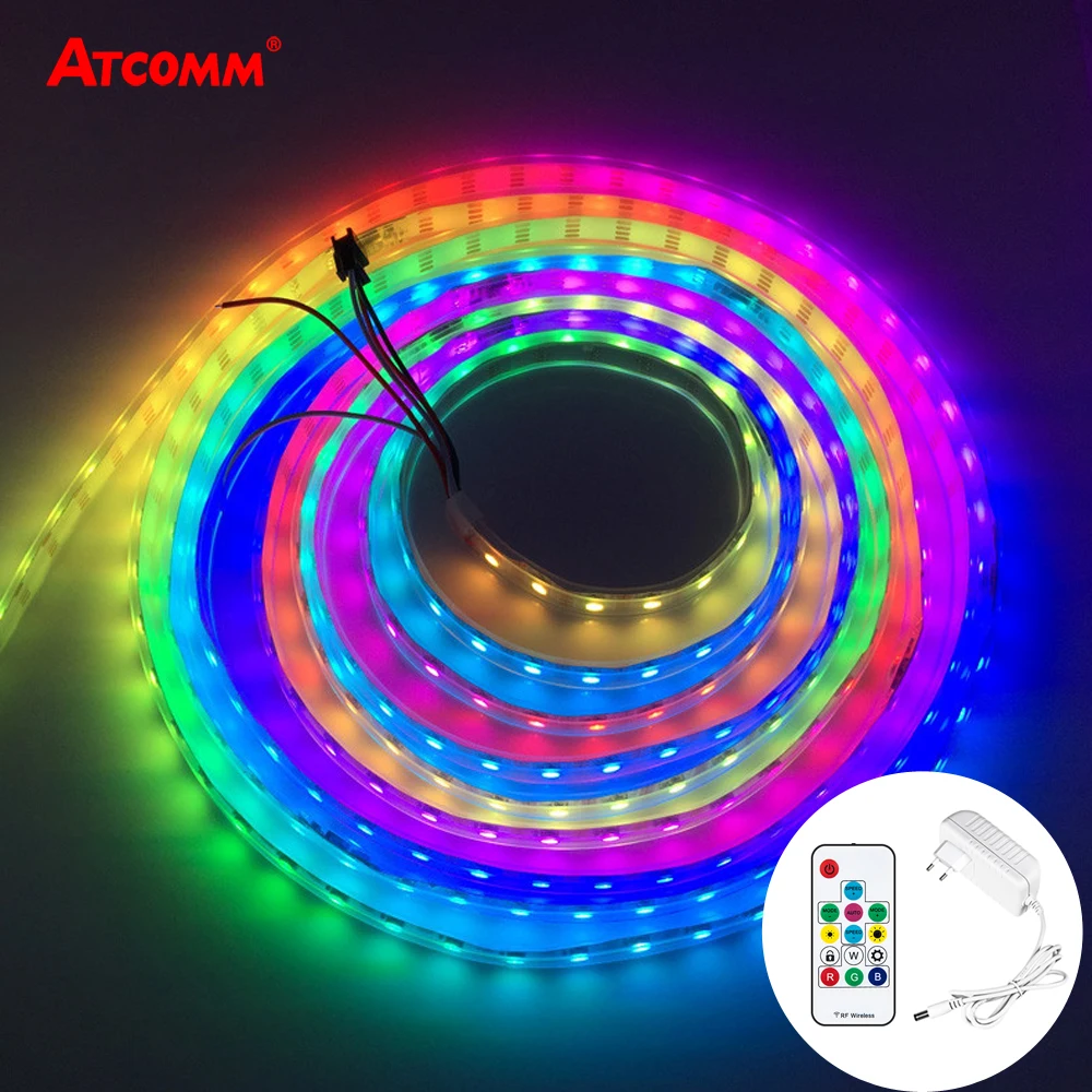 5 м 5050 RGB светодиодные полосы света 2811 IC WS2811 пикселей программируемый индивидуальный адресуемый 30/60 светодиодный s/m с 14 клавишами RF дистанционного управления