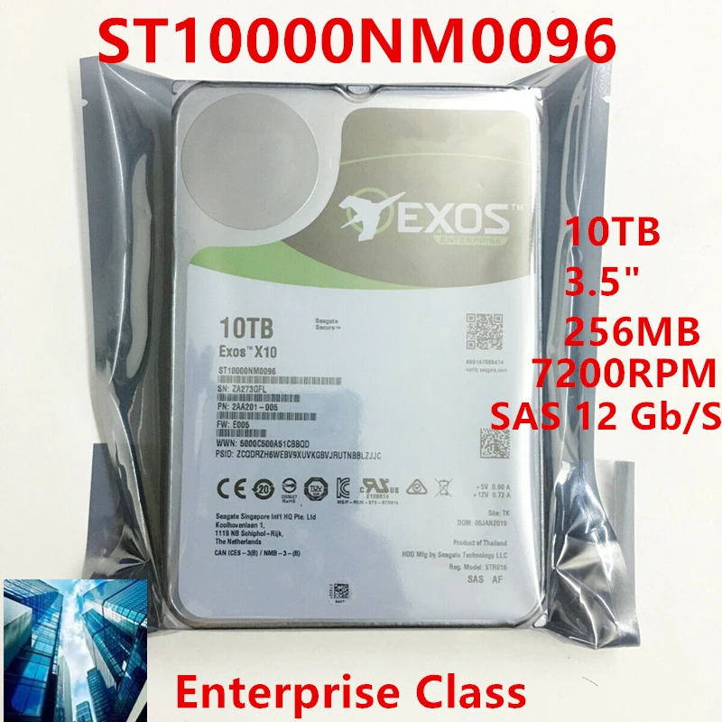 

New Original HDD For Seagate Brand 10TB 3.5" SAS 12 Gb/s 256MB 7.2K For Internal HDD For Enterprise Class HDD For ST10000NM0096