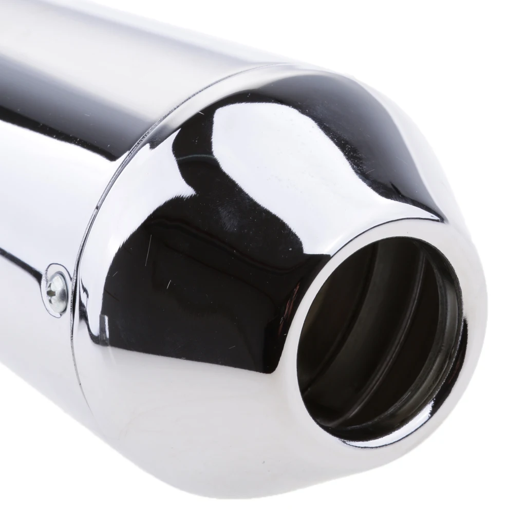 Motorcycle Slip on Exhaust Muffler - Universal 51mm Inlet Exhaust Pipe for ATV Scooter Dirt Bike Motocross - Chrome