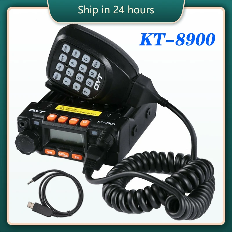 QYT KT-8900 Dual Band 25-Watt Mini Mobile Transceiver 136-174MHz/400-480MHz Portable Ham Radio (Free Cable)