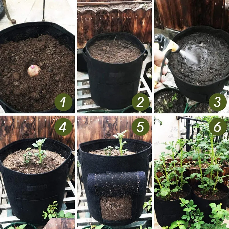 

4 Pack Potato Grow Bag, Vegetables Planter Bag 7 Gallon/10 Gallon with 4 Label 2 Handle 1 Access Flap