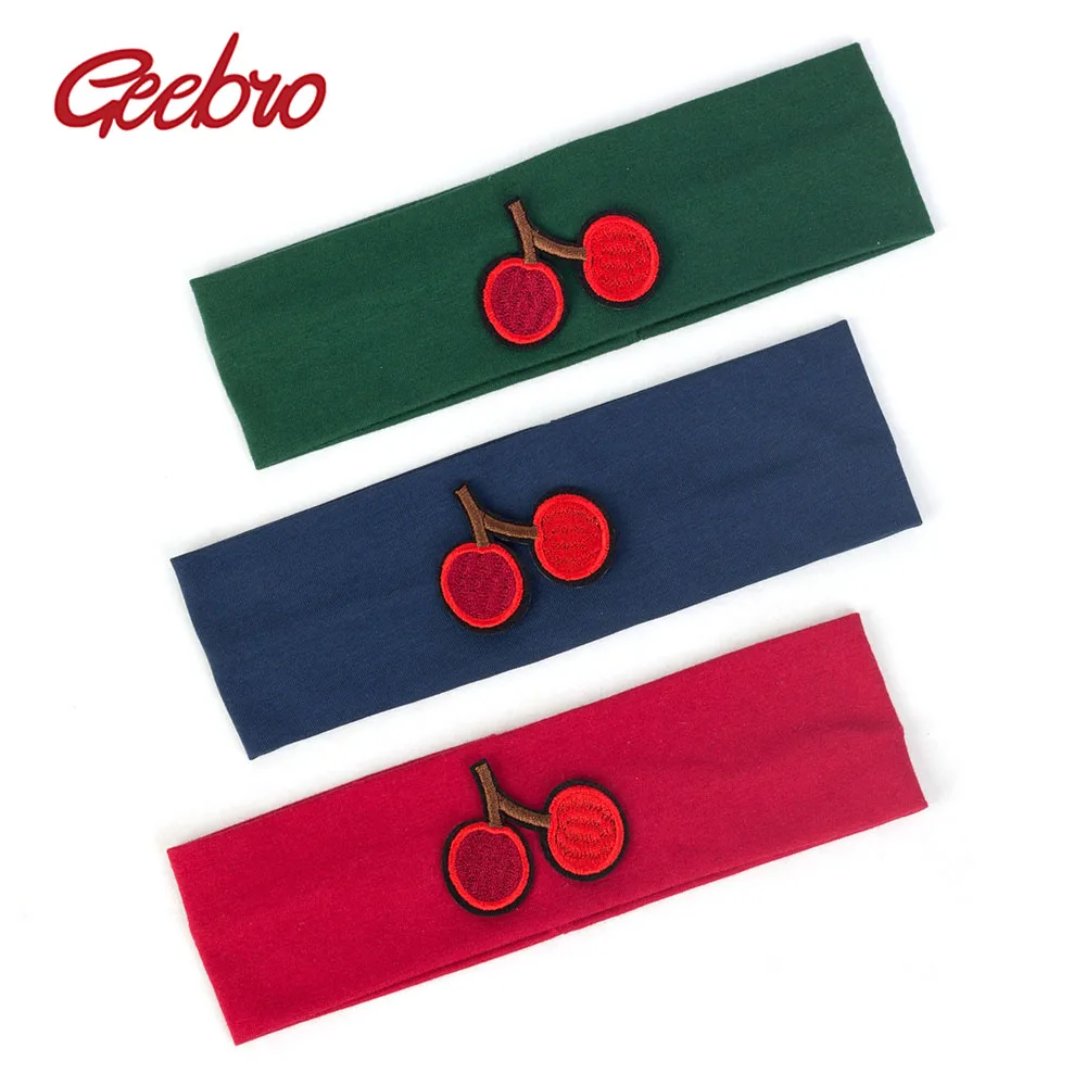 

Geebro Children Cherry Applique Headband 6 Months-5 Years Kids Cute Flat Stretchy Soft Hairband Baby Girls New Hair Accessories