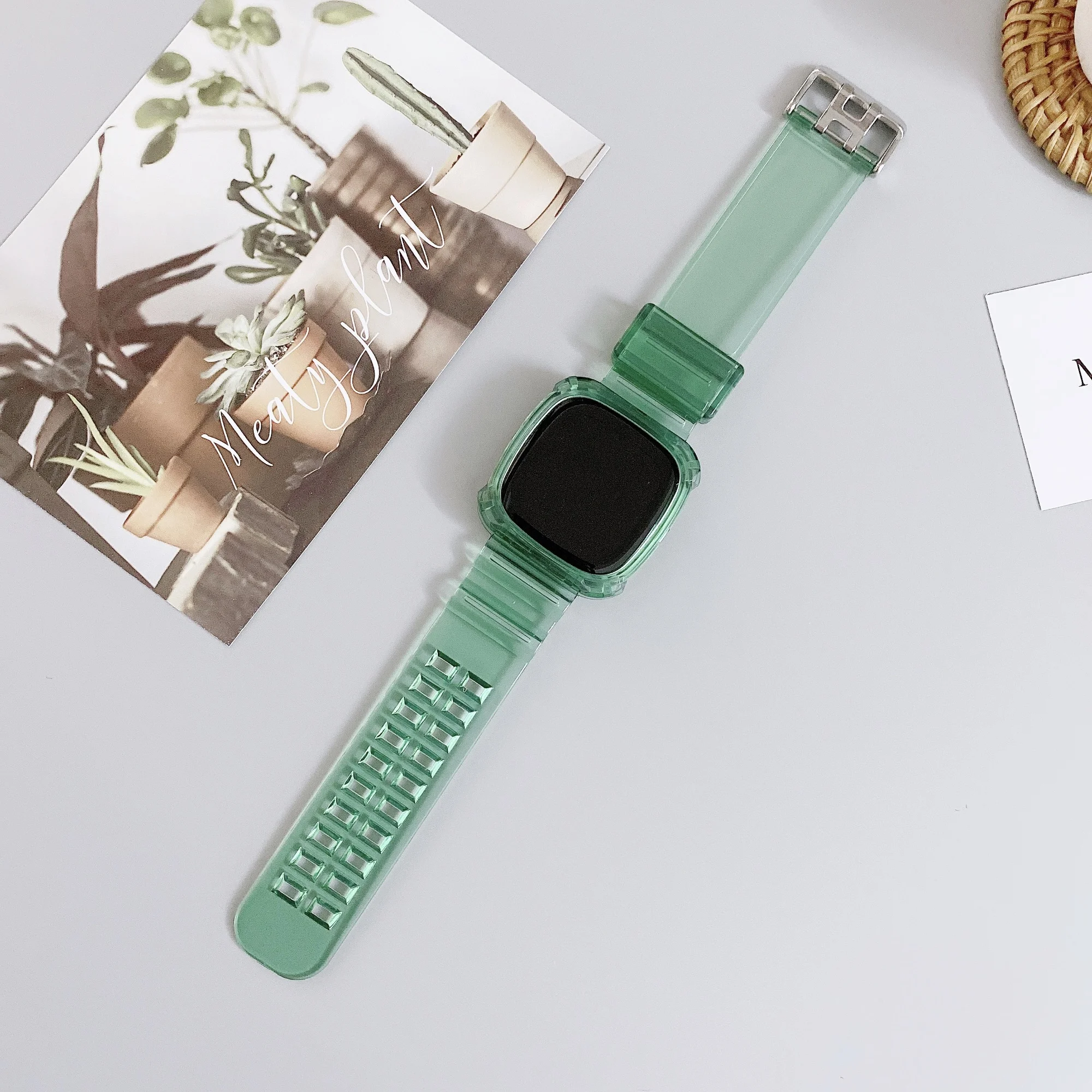  2 in 1 TPU Ʈ Fitbit, Versa 3  ÷  Ǹ Ʈ  ð Versa 3 ȣ ̽