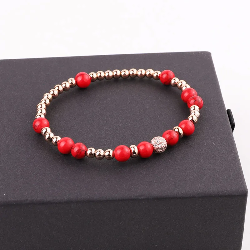 New Fashion Stainless Steel Beads CZ Pave Ball Charm Elastic Beads Bracelet For Women Jewelry Gift - Image 5