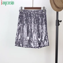 Женские вечерние юбки с блестками, высокая талия, прямая, хип-хоп, модная женская дышащая юбка, Женская мини-юбка размера плюс для ночного клуба