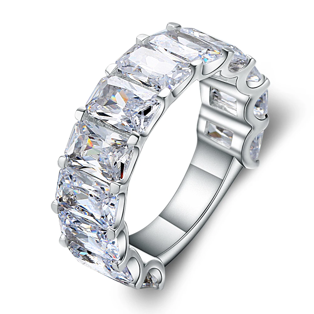 

Gem's Ballet Wedding Cubic Zirconia Channel Set Ring 925 Sterling Silver Engagement Birthday Anniversary Fashion Gift For Women