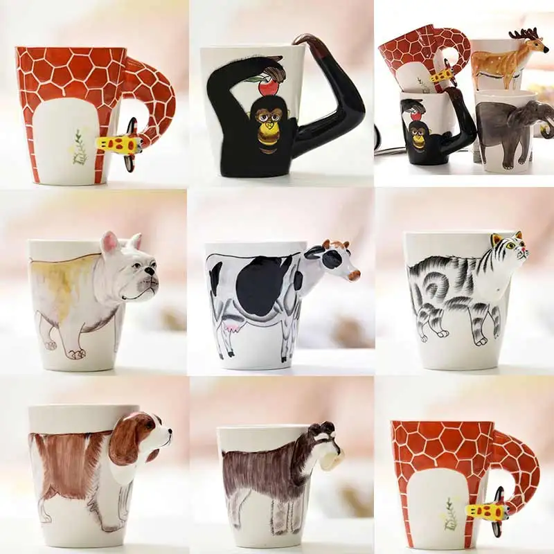 

Milk Cup 3D coffee cug 400 ml With Animal Cute Cartoon Panda Rabbit Creative Ceramic Cup Heat-resistant juice mugs