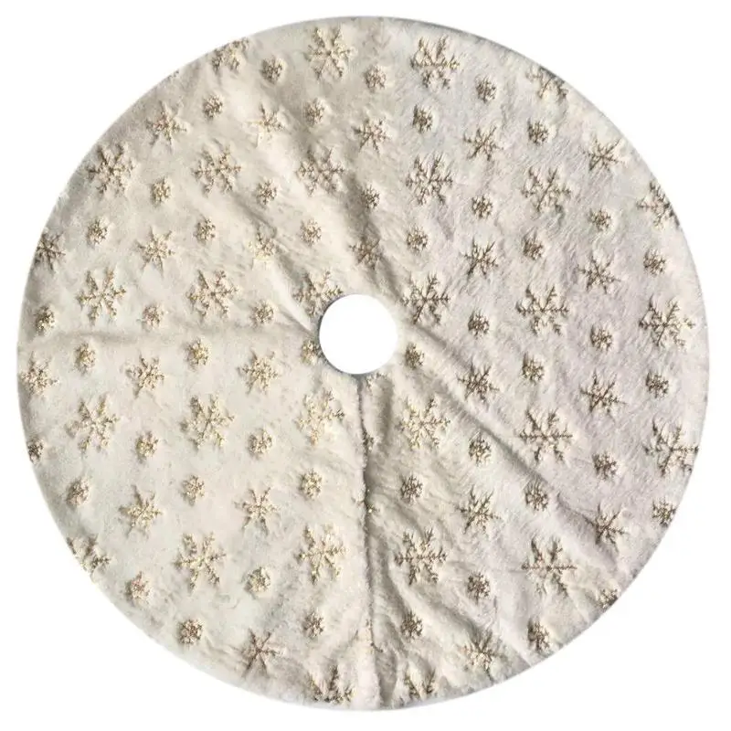 

Christmas Tree Skirt Embroidered Snowflakes Round Red Gold White Cloth Flush Home Party Decor 90cm/105cm/122cm