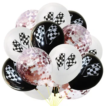 

15pc/set Racing Flag Confetti Balloon Black White Checkered Race Car Theme Birthday Party Decoration Motorcycle Ballons Kids Toy