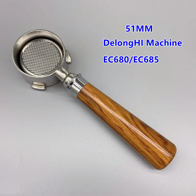 51mm Coffee Bottomless Portafilter For Delonghi Ec680/ec685 Stainless