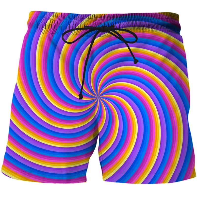 

2021 European And American New Trend 3D Printing Shorts Summer Beach Pants Rainbow rotation vertigo Fashion Casual Sports Shorts