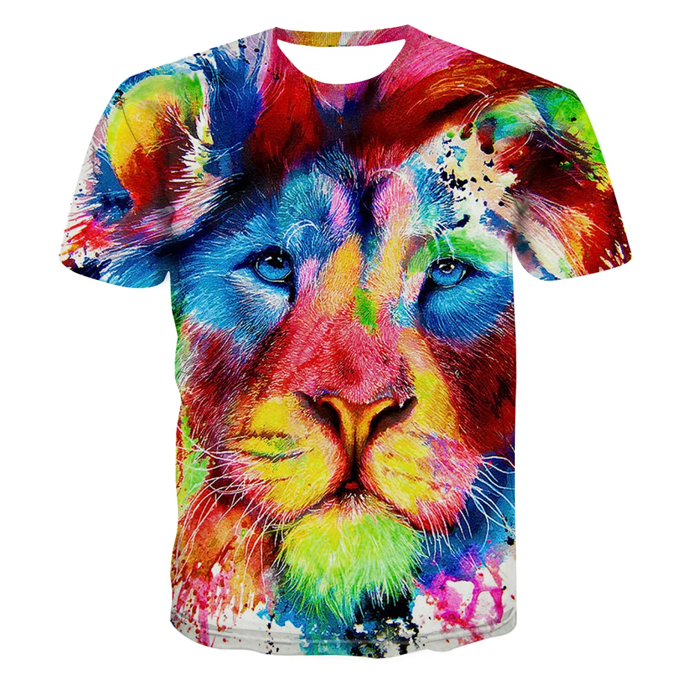 

3D Color Lion Print Animal T-shirt Men Women 3d Lion King t shirt Summer sports short sleeve Tops Male vogue Tees Shirts 2020