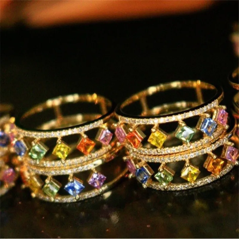 UBESTNICE яркие цвета Принцесса Корона реальное 18K желтое золото 750 ювелирные изделия