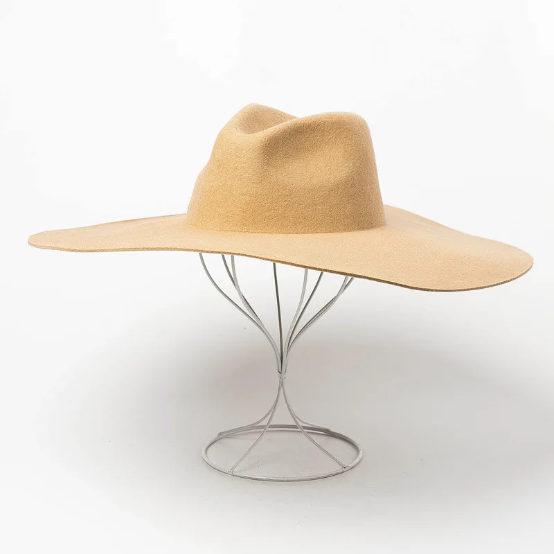 01908-hh8154 британский стиль Зимняя шерстяная одежда Твердые ветер полями шляпы большая крышка Мужская и женская панама джазовая, шляпа