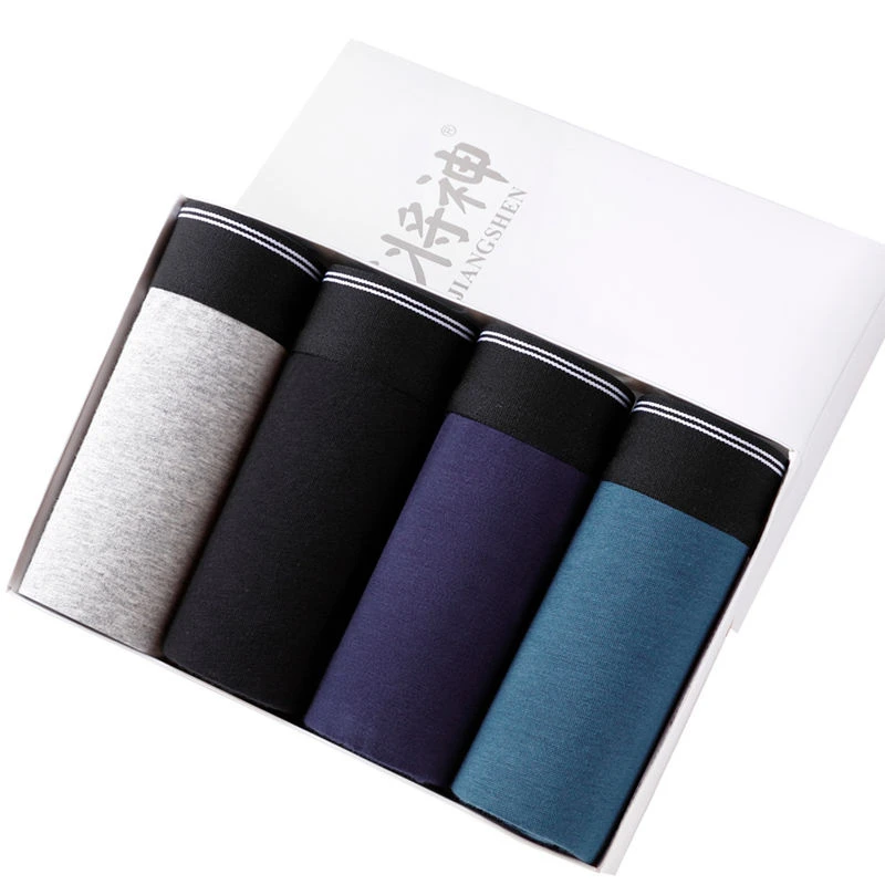 4pcs/lot Underpants Men Underwear Soft Cotton Middle Waist Boxer Shorts Fashion Sexy Men Panties Calecon Homme Gay - Цвет: 5