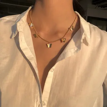 

Bohemia Lovely Butterfly Necklace women's gold silver collarbone chain 2020 women's fashion Butterfly Pendant Necklace Jewelry