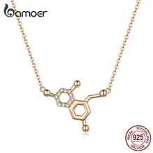 Bamoer молекулярная формула короткое ожерелье для женщин 925 пробы серебро розовое золото цвет колье 45 см модные подарки SCN361