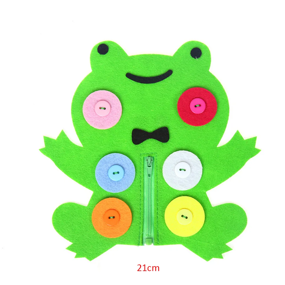 Zipper Button Teaching Kindergarten manual Diy Weave cloth Early Learning Education Handmade Montessori funnyToy Teaching Unisex - Цвет: frog
