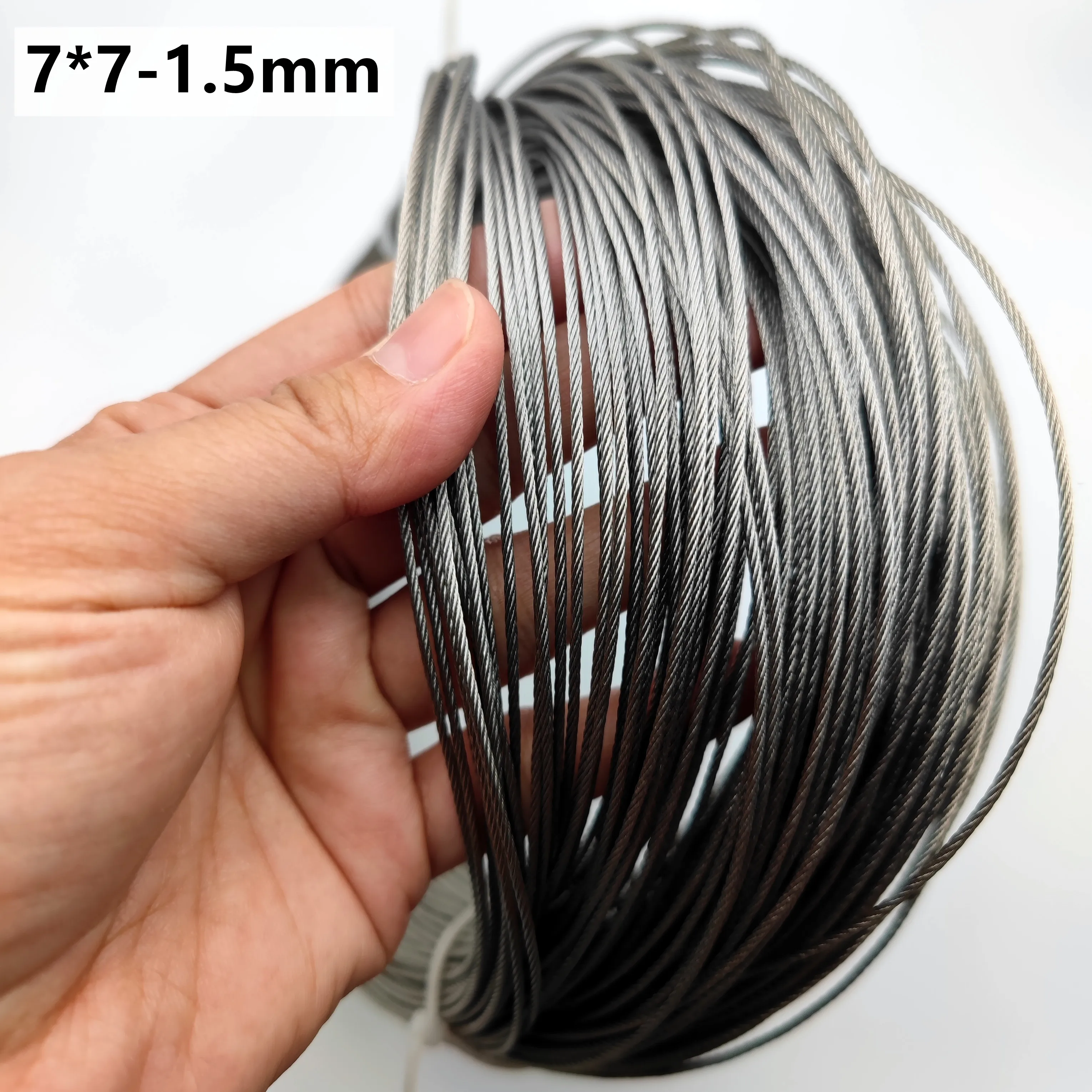 50M/100M/200M 1.5mm Diameter 7X7 Construction 304 Stainless steel Wire rope Alambre Softer Fishing Lifting Cable 50m 100m 2mm diameter 7x7 construction 304 stainless steel wire rope alambre softer fishing lifting cable