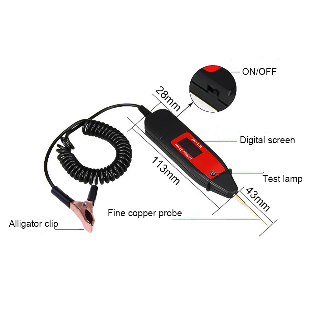 Автомобильный диагностический инструмент DC 5-48 В тестер цепи er зонд питания цифровой дисплей ЖК-дисплей светильник тестовый зонд напряжение Тест Ручка детектор