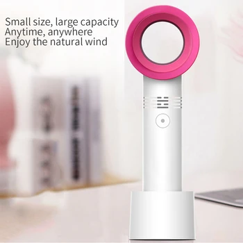 

Protable Handheld Cooling Bladeless Fan USB Mini Fan Desktop Bladeless Fan Rechargeable Quiet 3 Gear