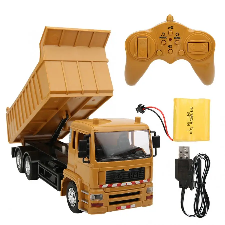 

1/14 Remote Control Engineering Vehicle with Cool Light Music Rechargeable Remote Control Dump Truck toys for Children Gift