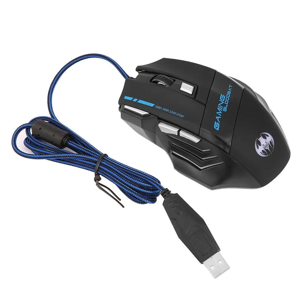 Professional 5500 DPI 7 Button LED Optical USB Wired Gaming Mouse Mice