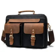 MAHEU 2 Pockets 14" Canvas Briefcase Mutilfunction Shoulder Bag Canvas Laptop Briefcase Black brown women men male tote bag