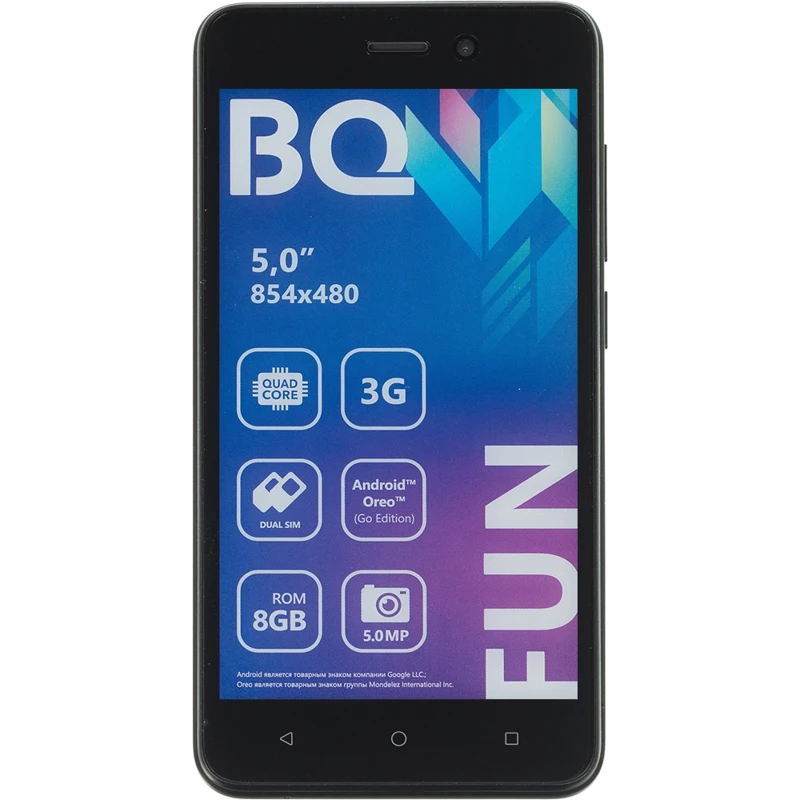 Смартфон BQ Fun 5002G 8Gb 512Mb черный 3G 2Sim 5" TN 480x854 And8.1 5Mpix 802.11bgn GPS