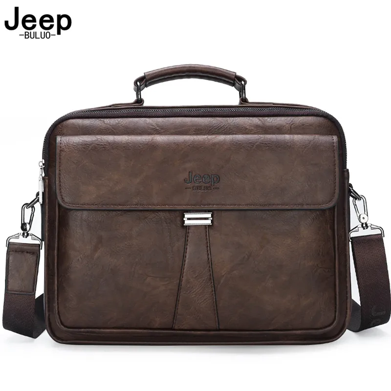 Портфель JEEP BULUO мужской из спилковой кожи сумка для ноутбука в деловом стиле