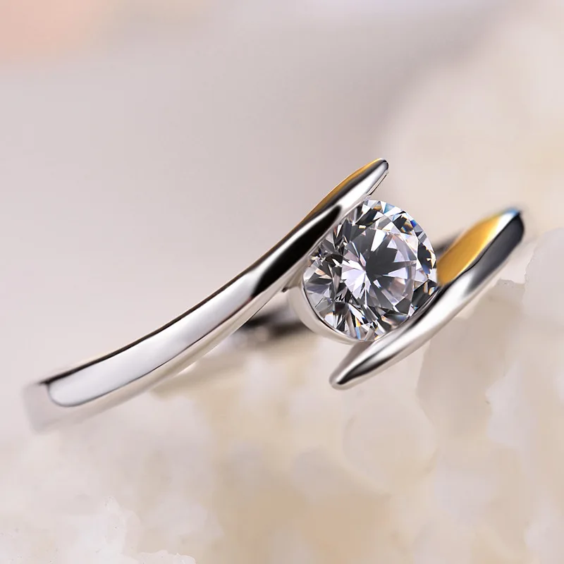 

CZ Zircon Classical Female AAA Crystal Stone Infinite Ring Silver Plated Finger Ring Promise Engagement Rings for Women Femme