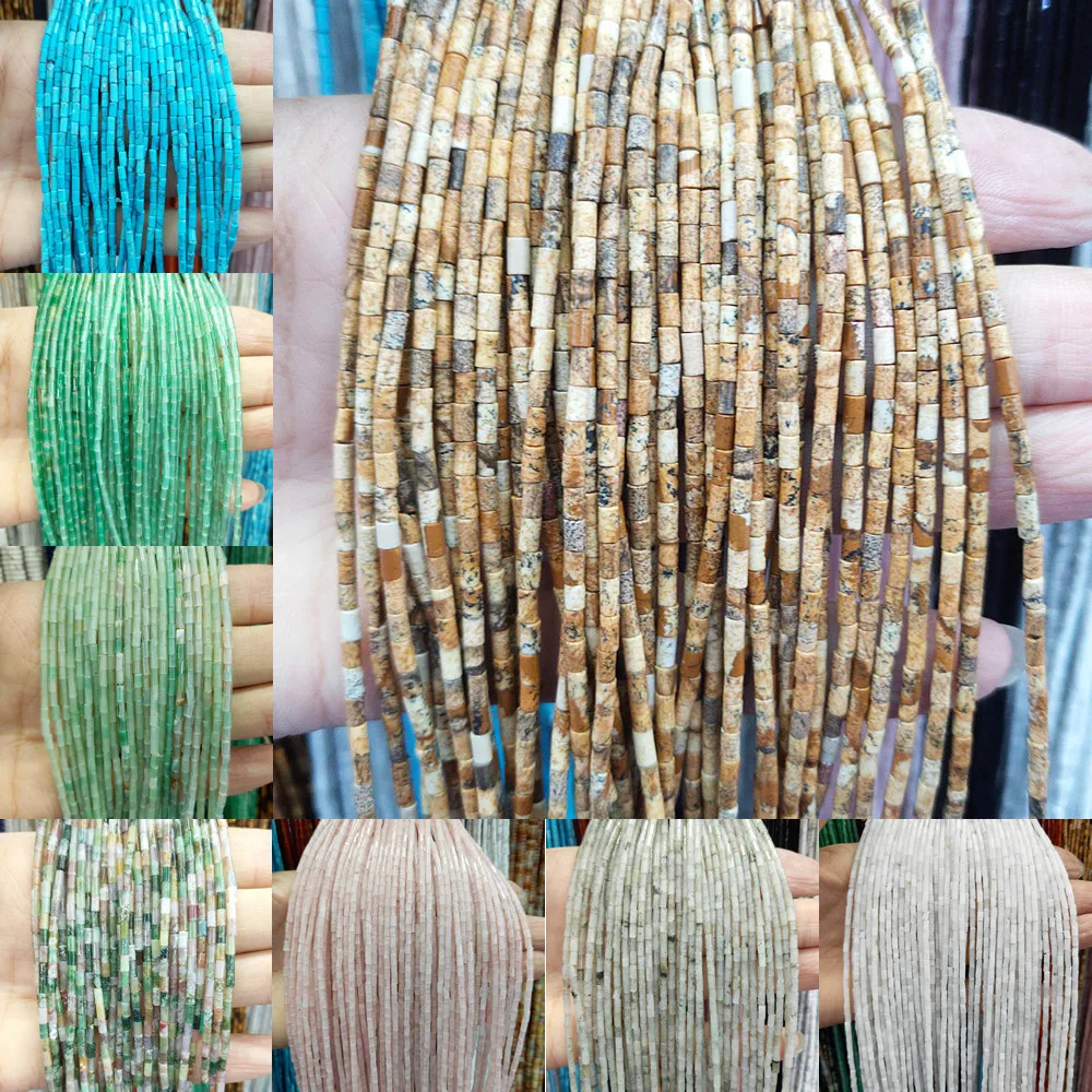 

Natural Semi Precious Stone Loose Beads 2 * 4mm Powder Crystal Cylinder Beads Semi Finished DIY Bracelet Necklace Accessories