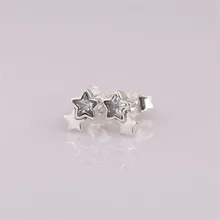 925 Sterling Silver cz Twin star silver stud earrings with clear cubic zirconia for Women's Birthday Gifts