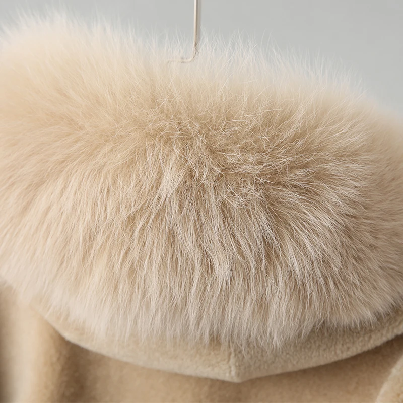 

natural jacket, winter coat, women's clothing 2020, fox collar hooded short wool fur jacket 7623