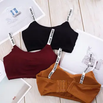 

Women Cropped Padded Bra Alphabet Straps Modal removable chest pad Tube Tops