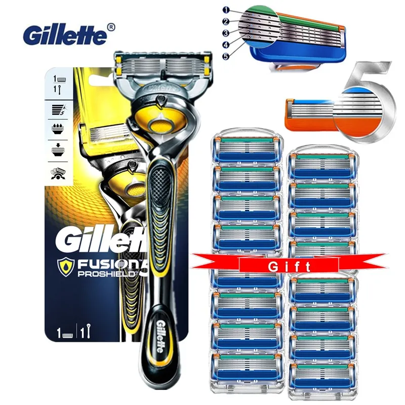 

Gillette Fusion Proshield Original 5 Layer Stainless Steel Shaving Cassettes Men Manual Shaver Razors Machine for Shaving Blades