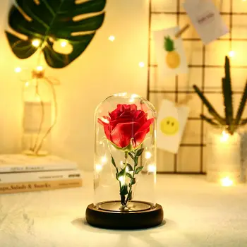 

LED Creative Rose Soap Flower Star Lamp In Glass Dome Home Decoration Is The Best Gift For Valentine'S Day And Wedding 2020/