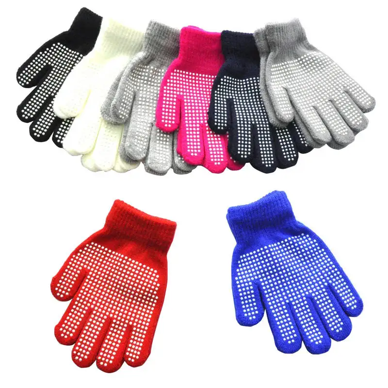 Warmom Children's Winter Warm Knitted Non-slip Polka-dot Particle Offset Gloves Children Anti-skid Magic Glove For Kids 3-7Y cool baby accessories