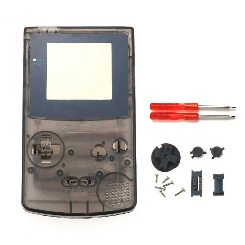 YuXi полный корпус оболочка Крышка запасная часть для nintendo для Gameboy цвет консоль GBC чехол с инструментами - Цвет: Clear Black