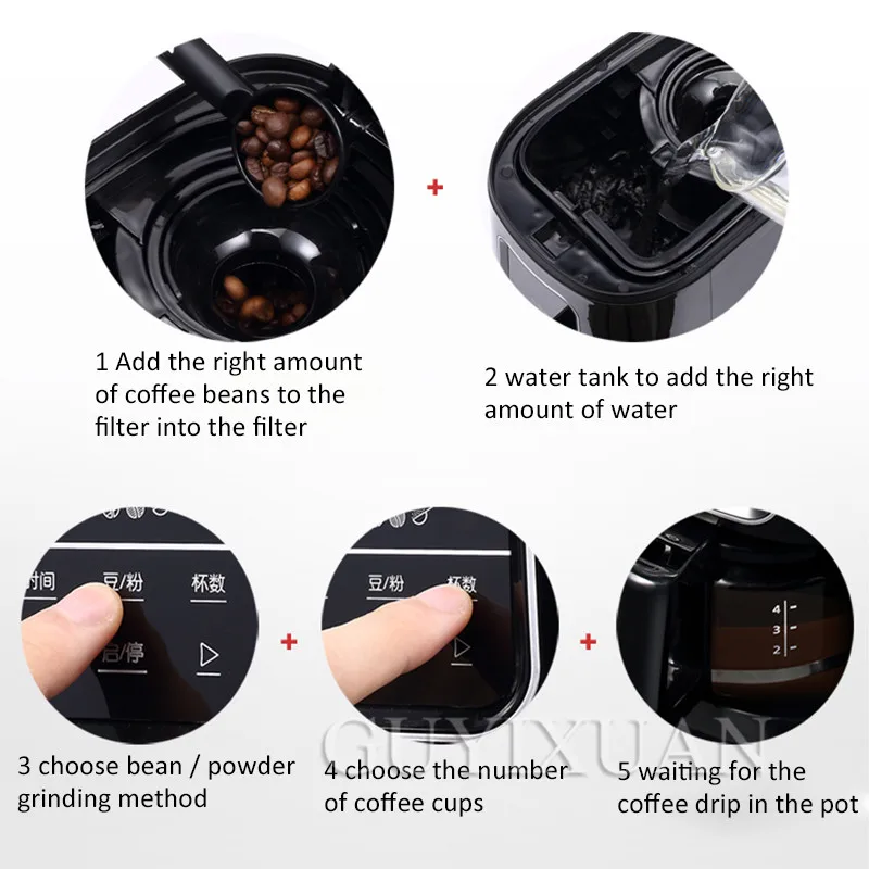 Portable Coffee machine home automatic grinding bean machine American drip type small office coffee machine