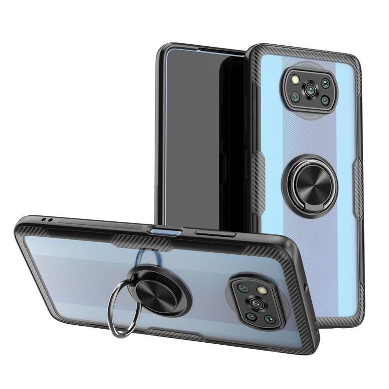 Противоударная задняя крышка для Xiaomi Poco X3 NFC прозрачный чехол-подставка с