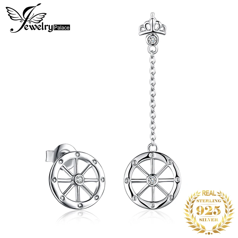 JewelryPalace Ship Wheel Cubic Zirconia Chain Dangle Earrings 925 Sterling Silver Women Trendy Party Fine Jewelry New arrival | Украшения и