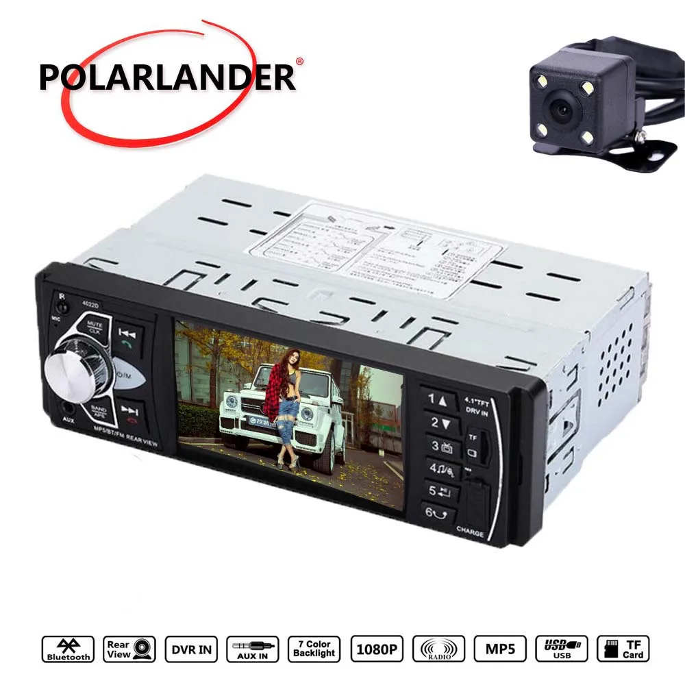 Mirror Link 1 DIN 4,1 дюймов аудио Автомагнитола MP5 Bluetooth 4,0 AUX вход HD FM TF USB SD красочные огни Новинка