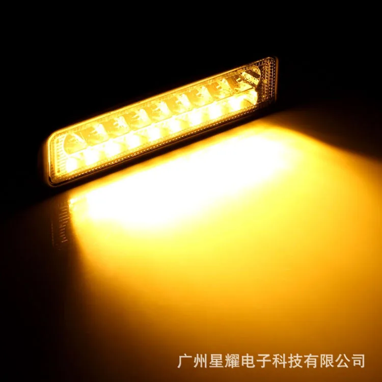 Cross Border for New Style Car LED Line-styled 18w Work Light Yellow White Double Color Spotlights SUV